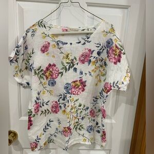 Bellambra made in Italy 100% linen Floral Print Women's Top floral feminine airy